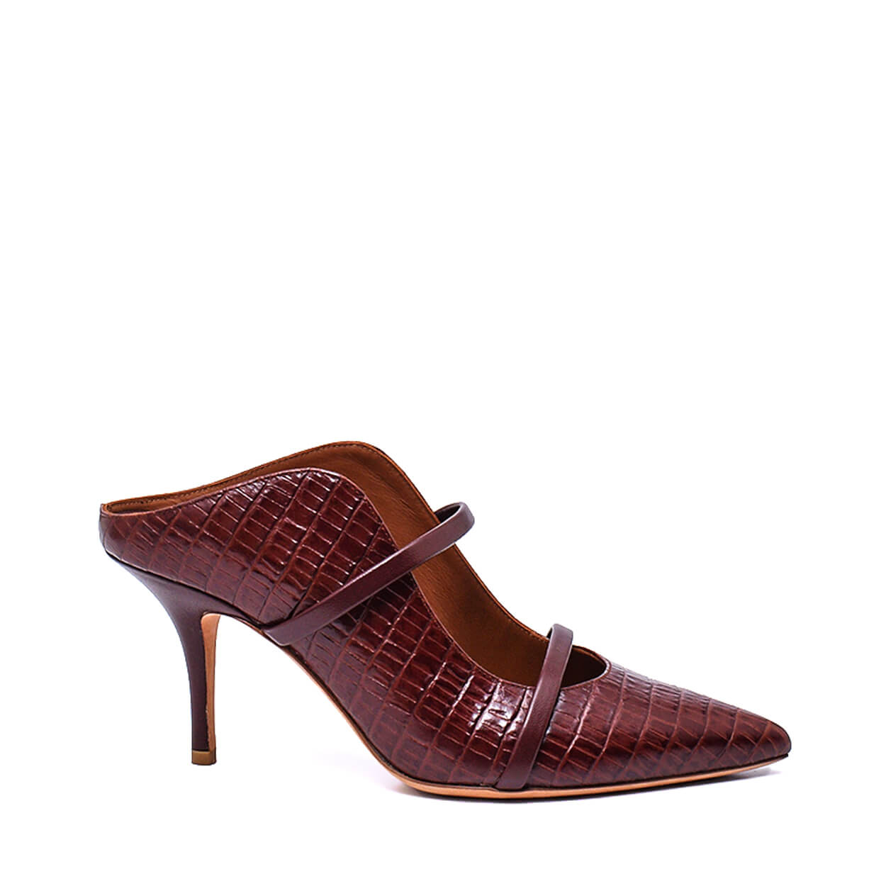 Malone Souliers - Brown Croc Print Leather Maureen 70 Stilletto Mule 38,5